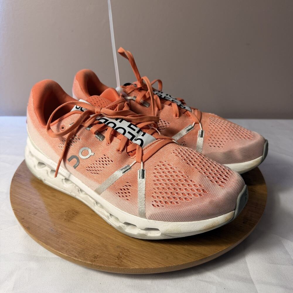 Size 11 - On Cloudsurfer Shoes Men’s Orange Running Cushion Cloudtec Sneaker - Picture 2 of 6